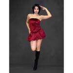 Vestito bordeaux con gonna a palloncino